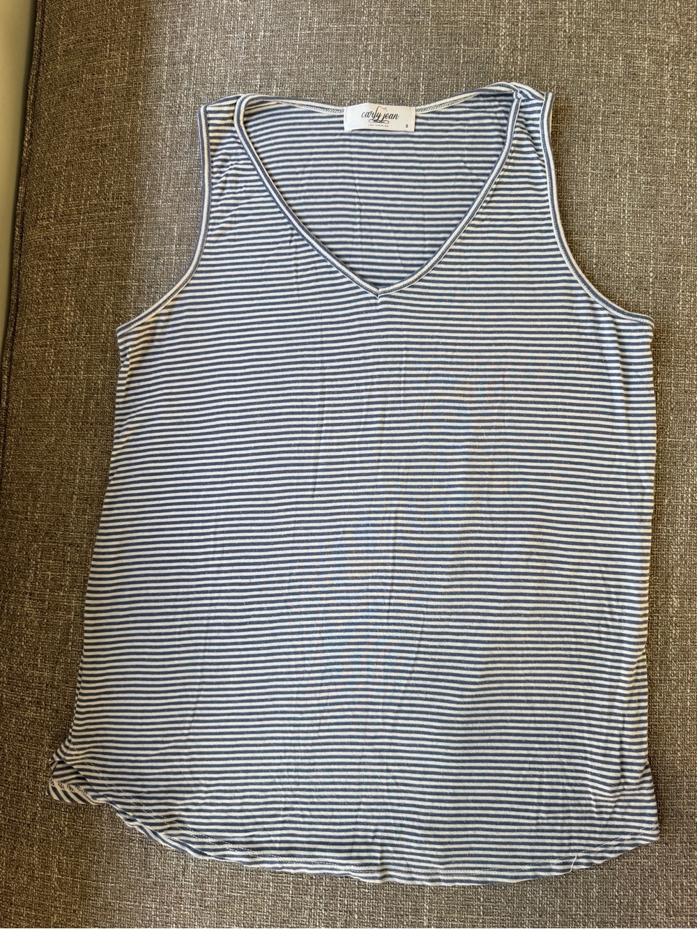Carly Jean Striped V-Neck Tank - Navy & White